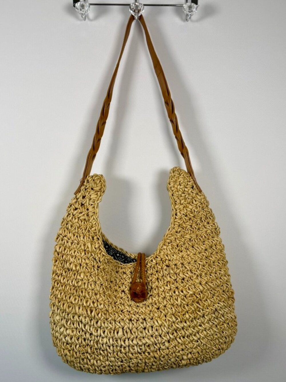 Eddie Bauer thick textured raffia weave straw Hobo Shoulder Bag